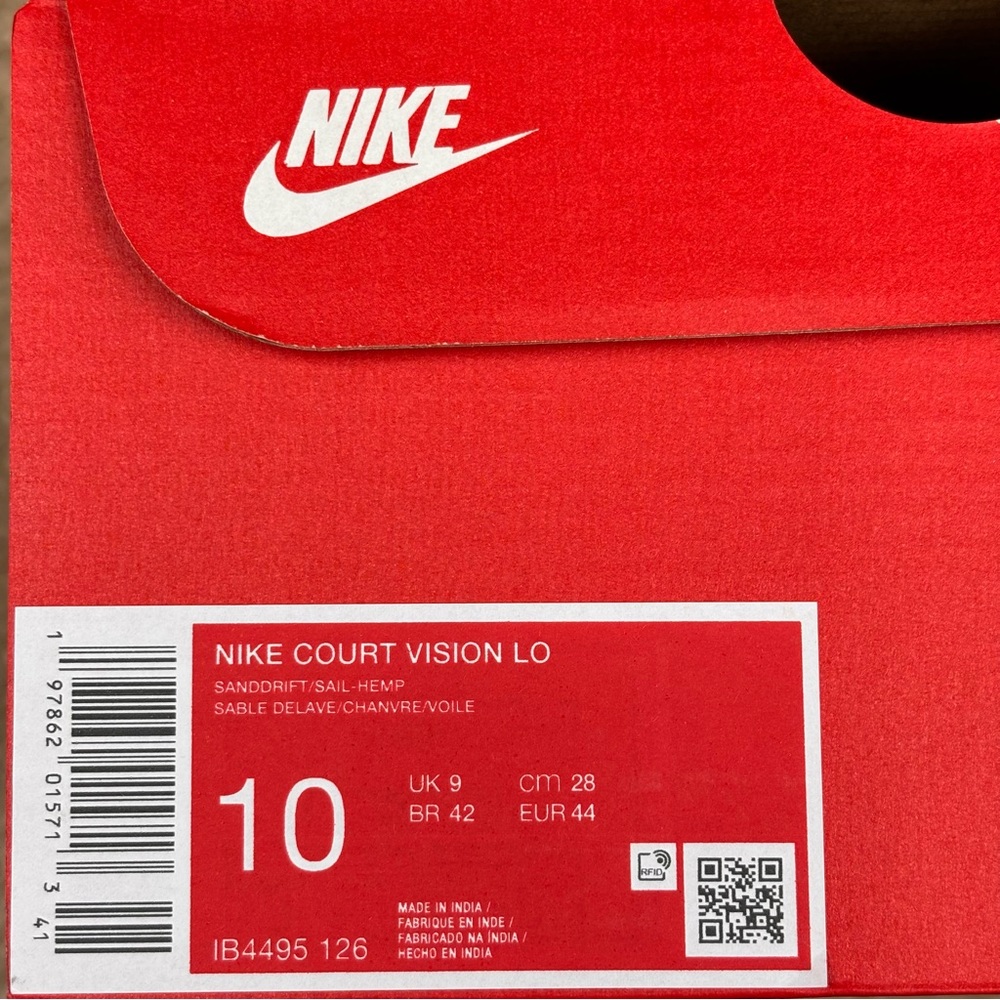 Nike Court Vision Low Sanddrift Sail Hemp Sneakers Men’s 10 With Box - Picture 11 of 13